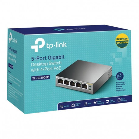 TP-LINK 5-portine gigabit lauakommutaator 4-portilise PoE-ga 5 gigabit RJ45 porti, sh 4 PoE porti, 5
