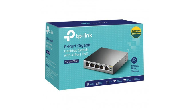 TP-LINK 5-portine gigabit lauakommutaator 4-portilise PoE-ga 5 gigabit RJ45 porti, sh 4 PoE porti, 5