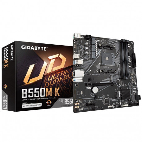 Gigabyte B550M K emaplaat - toetab AMD Ryzen 5000 seeria AM4 protsessoreid, kuni 4733MHz DDR4 (OC), 
