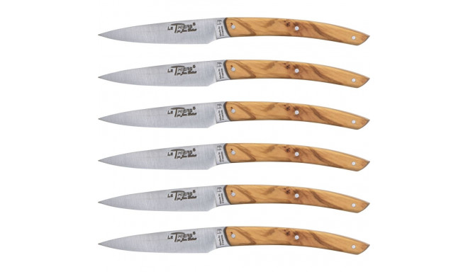 Jean Dubost Laguiole 6 pcs. Knife Set, Olive Wood