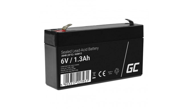 Maintenance-free AGM VRLA Battery Green Cell AGM13 6V 1.3Ah (for alarm system, cash register, toy)