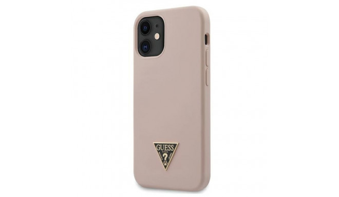 Guess GUHCP12SLSTMLP iPhone12 mini 5.4" light pink/light pink hardcase Silicone Triangle Logo