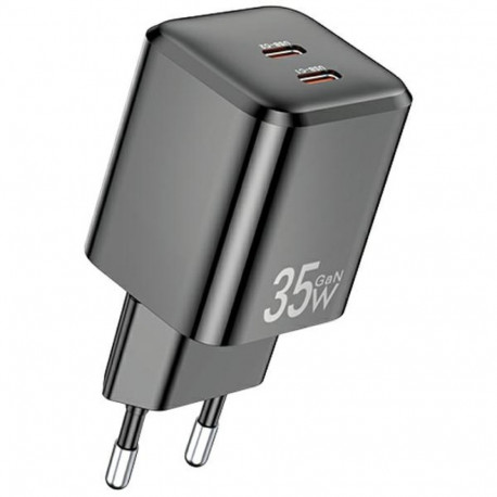 AWEI charger PD65-EU 35W2x USB-C black GaN