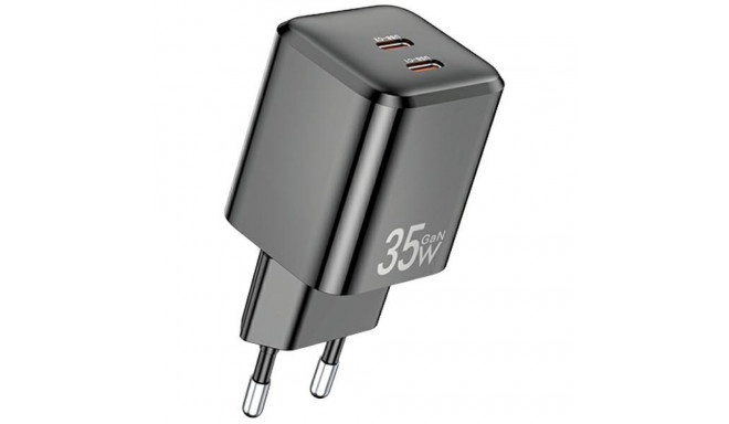 AWEI PD65-EU 35W2x USB-C must GaN laadija