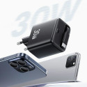 USAMS Charger 1xUSB-C with retractable USB-C cable Retractable PD+QC 30W Gan Fast Charging white YC 