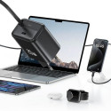 USAMS Charger 1xUSB-C with retractable USB-C cable Retractable PD+QC 20W Gan Fast Charging black/bla