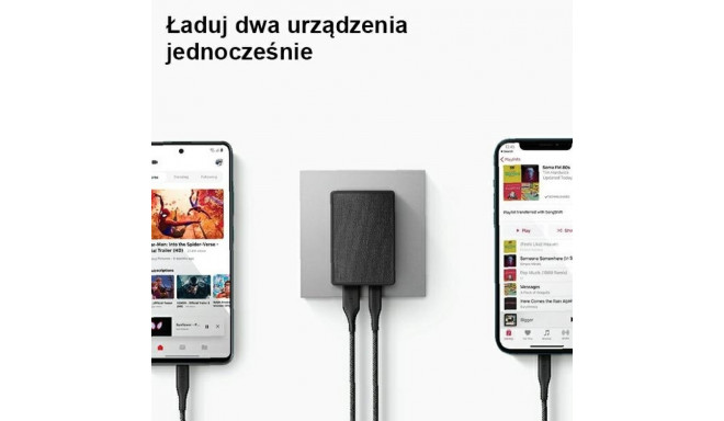 UNIQ Votre Slim Duo Charger 20W USB-C + USB-A charcoal black