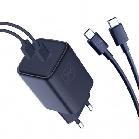 3MK Hyper Charger PD 45W charger black + 2x USB-C Cables
