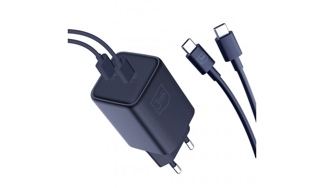 3MK Hyper Charger PD 45W charger black + 2x USB-C Cables