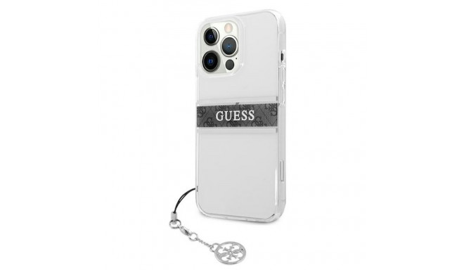 Guess GUHCP13LKB4GGR iPhone 13 Pro / 13 6.1" Transparent hardcase 4G Gray Strap Charm