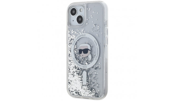 Karl Lagerfeld KLHMP15SLGKISGH iPhone 15 / 14 / 13 6.1" läbipaistev vedel sädelusega kõvakate Karl H