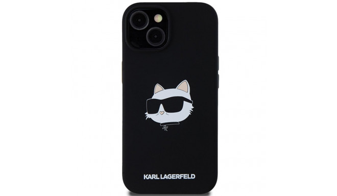 Karl Lagerfeld KLHMP15SSCHPPLK iPhone15 / 14 / 13 6.1" must silikoonist kõvakate Choupette pea