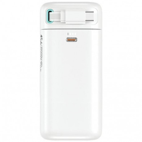 USAMS Powerbank with Retractable Cable USB-CRetractable 18000 mAh PD45W Fast Charge XMF Series white