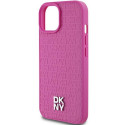 DKNY DKHMP15SPSHRPSP iPhone 15 / 14 / 13 6.1" pink/pink hardcase Leather Pattern Metal Logo MagSafe