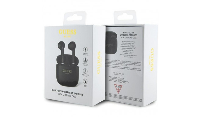 Guess Bluetooth kõrvaklapid GUTWST26PSK TWS + dokkimisjaam must/must classic EST logo