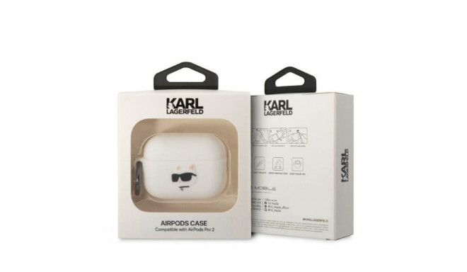 Karl Lagerfeld KLAP2RUNCHH AirPods Pro 2 (2022/2023) cover white/white Silicone Choupette Head 3D