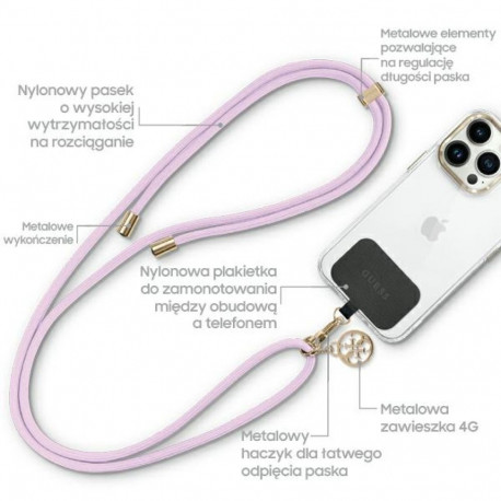 Guess GUOUCNMG4EU Universal CBDY Cord strap lilac Nylon 4G Metal Charm