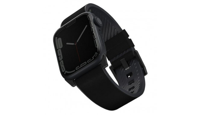 UNIQ Straden Strap Apple Watch Series 1-8/SE/SE2/Ultra 42/44/45/49 Leather Hybrid Strap black