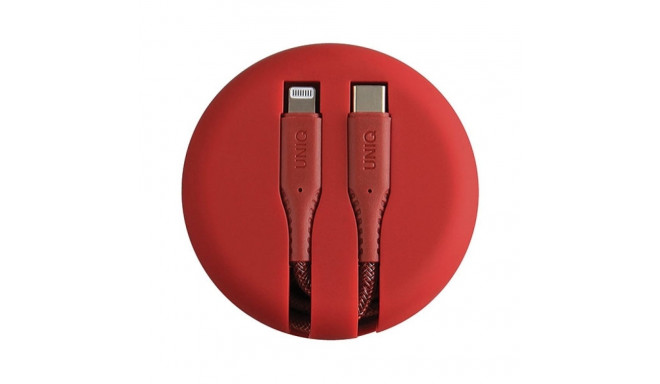 UNIQ MFI Halo Cable USB-C-Lightning 18W nylon rolled up 1.2m carmine red