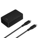 UNIQ Lad. network. Versa Slim USB-C PD 18W + USB-C to USB-C cable black/charcoal black (LITHOS Colle