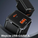 USAMS Lad. network. 1xUSB-C+1xUSB T43 33W PD3.0 +QC3.0 + U63 USB-C to lightning cable black/black US