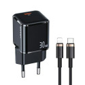 USAMS Lad. network. 1xUSB-C T45 30W PD3.0 Fast Charging + U63 USB-C/Lightning cable black/black UXTZ