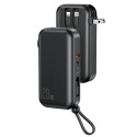 USAMS Powerbank PB63 3in1 10000mAh 20W Quick Charge US+EU Plug + Cables USB-C/Lightning/MicroUSB bla