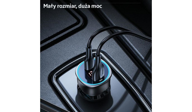 USAMS C26 95W (ainult pea) kiirlaadimine must autolaadija 1xUSB + 1xUSB-C CC146TC01 (US-CC146)