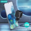 USAMS Lad. network. 1xUSB-C T42 mini 25W (head only) Super SI 5V-3A PD3.0 Fast Charging black/black 