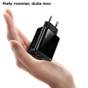 USAMS Lad. network. 1xUSB-C+1xUSB T40 20W LED (head only) PD3.0 +QC3.0 Fast Charging black/black CC1