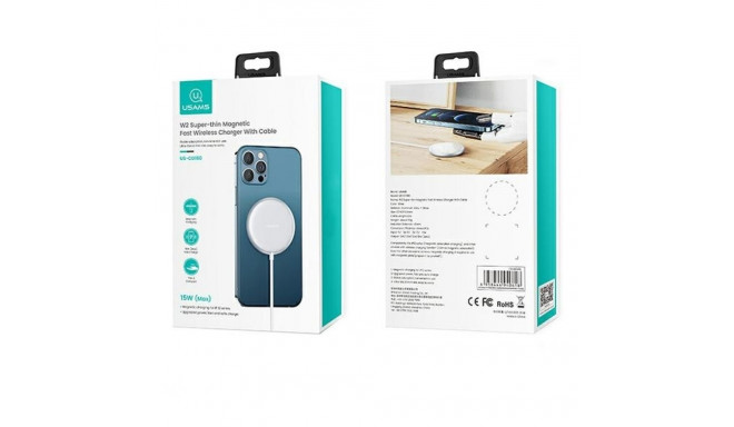 USAMS induktiivlaadija US-CD160 magnetiline W2 15W alumiinium iPhone 12 seeria hõbedane CD160DZ01