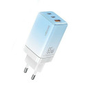 USAMS Lad. network. 2xUSB-C+1xUSB 65W (head only) GaN PD3.0 +QC3.0 Fast Charging blue/gradient blue 
