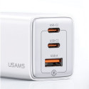 USAMS Lad. network. 2xUSB-C+1xUSB 65W (head only) GaN PD3.0 +QC3.0 Fast Charging white/white Sandru 