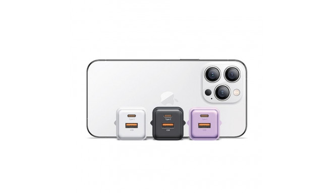 USAMS Charger 1xUSB+1xUSB-C PD30W 3A(only head) PD3.0 Fast Charging purple X-ron Series