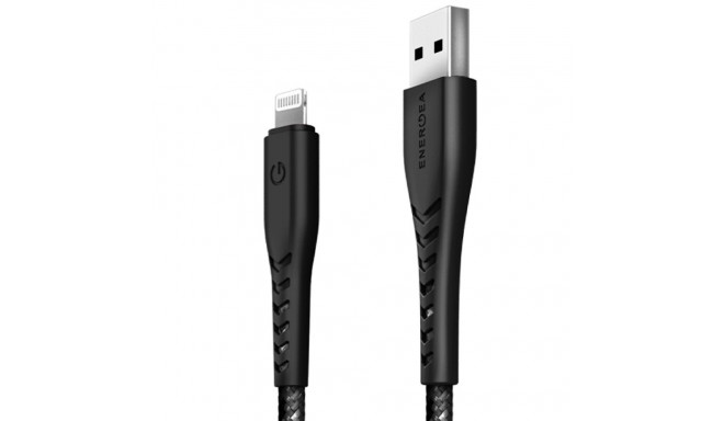 Energea Nyloflex USB - Lightning kaabel laadimiseks ja sünkroonimiseks C89 MFI 1,5 m must