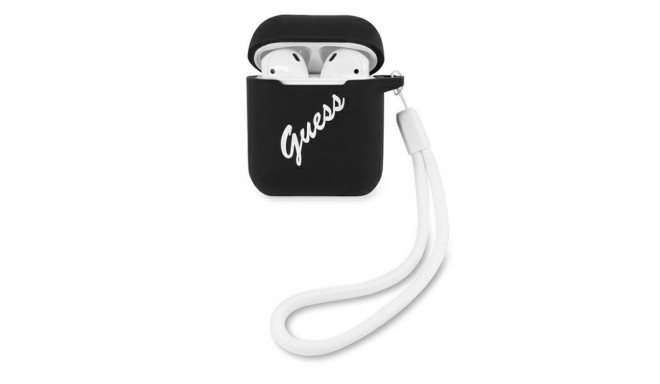 Guess GUACA2LSVSBW AirPods 1/2 cover black and white Silicone Vintage