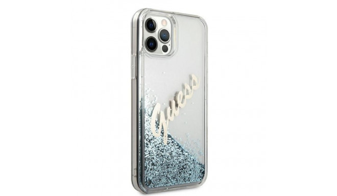 Guess GUHCP12LGLVSBL iPhone 12 Pro Max 6.7" sinine kõvakaanega Glitter Vintage Script