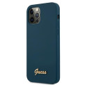 Guess GUHCP12LLSLMGBL iPhone 12 Pro Max 6.7" blue/blue hardcase Metal Logo Script