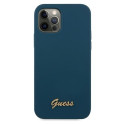 Guess GUHCP12LLSLMGBL iPhone 12 Pro Max 6.7" blue/blue hardcase Metal Logo Script
