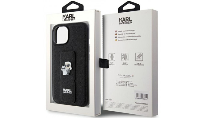 Karl Lagerfeld KLHCP15SGSAKCPK iPhone 15/ 14 / 13 6.1" must kõvakorpus Gripstand Saffiano Karl