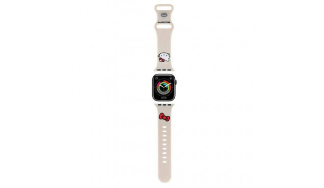Hello Kitty HKAWMSCHBLE Apple Watch 38/40/41mm beež rihm silikoonist kitty pea