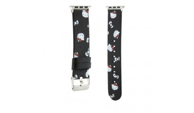 Hello Kitty HKAWMPSAPSK Apple Watch 38/40/41mm must rihm peade ja lipsude mustriga