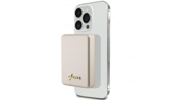 Guess Induction Powerbank 15W GUPBM5ALGSGD 5000mAh kuldne MagSafe metallist Script logo