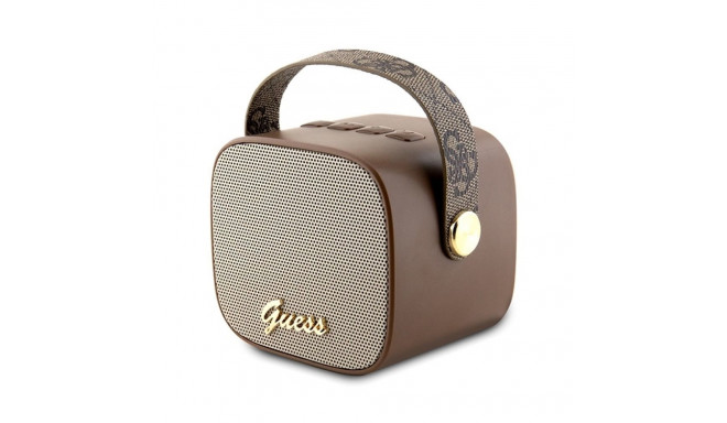 Guess Bluetooth kõlar GUWSB2P4SMW mini pruun 4G nahast Script Logo rihmaga
