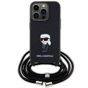 Karl Lagerfeld KLHCP15LSASKNPSK iPhone 15 Pro 6.1" hardcase black/black Crossbody Saffiano Monogram  Karl Lagerfeld KLHCP15LSASKNPSK iPhone 15 Pro 6.1" hardcase black/black Crossbody Saffiano Monogram