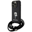 Karl Lagerfeld KLHCP15LSASKNPSK iPhone 15 Pro 6.1" hardcase black/black Crossbody Saffiano Monogram  Karl Lagerfeld KLHCP15LSASKNPSK iPhone 15 Pro 6.1" hardcase black/black Crossbody Saffiano Monogram