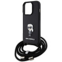 Karl Lagerfeld KLHCP15LSASKNPSK iPhone 15 Pro 6.1" hardcase black/black Crossbody Saffiano Monogram  Karl Lagerfeld KLHCP15LSASKNPSK iPhone 15 Pro 6.1" hardcase black/black Crossbody Saffiano Monogram