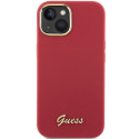 Guess GUHCP15SSMBSLM iPhone 15 / 14 / 13 6.1" magenta hardcase Silicone Script Metal Logo & Frame
