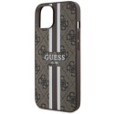 Guess GUHMP14SP4RPSW iPhone 14 / 15 / 13 6.1" brown/brown hardcase 4G Printed Stripes MagSafe