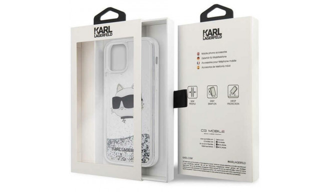 Karl Lagerfeld KLHCP12MLNCHCS iPhone 12/12 Pro 6.1" silver hardcase Glitter Choupette Head
